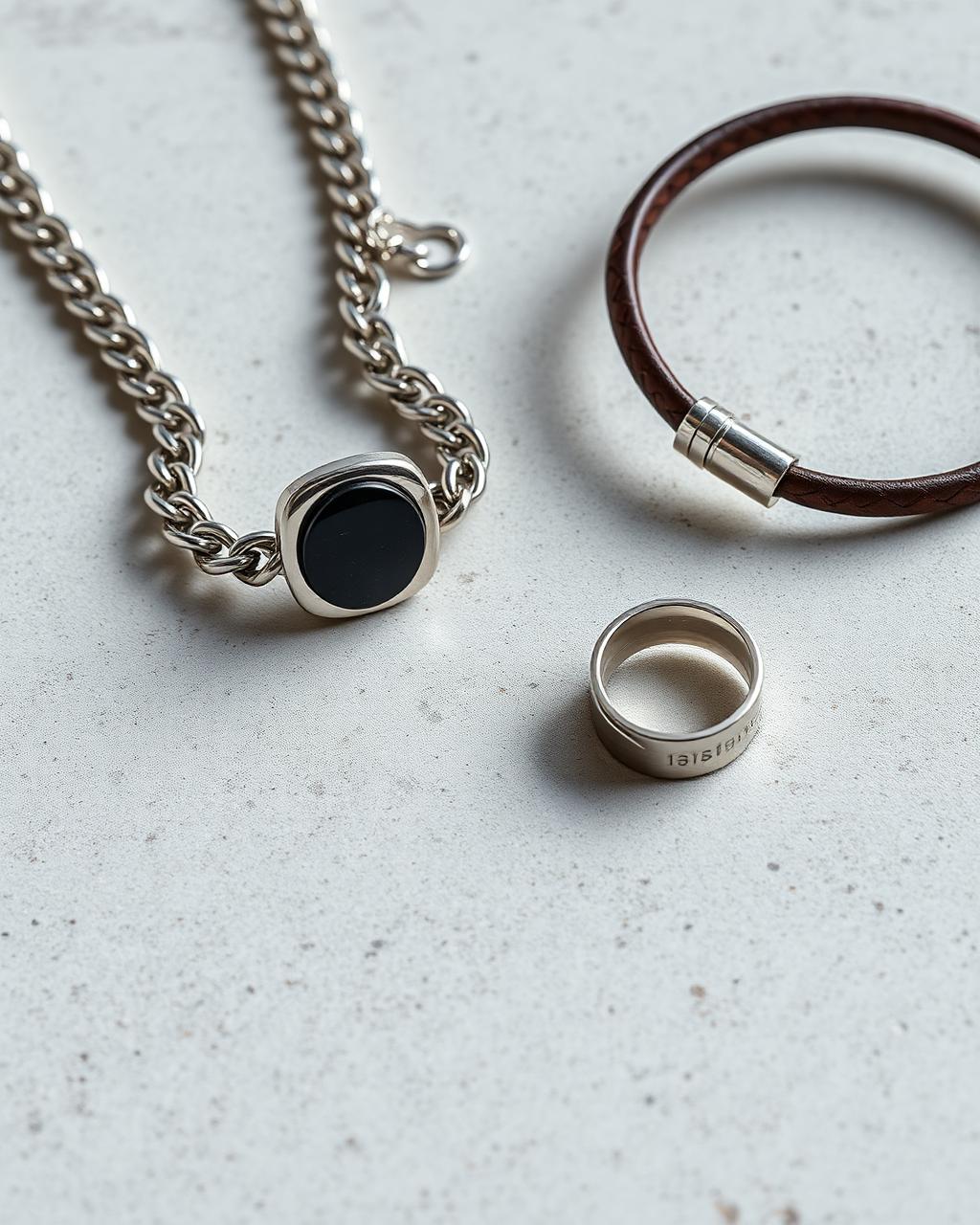 Silberschmuck für Herren: Kette, Siegelring und Armband